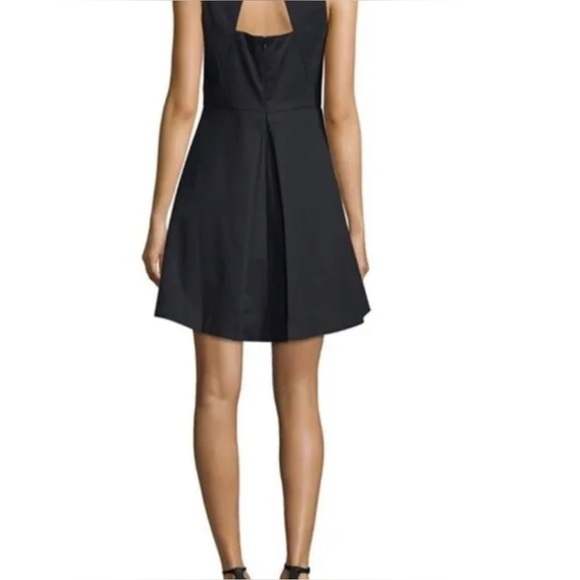 Halston Heritage Split Neck Flare Dress - Picture 3 of 16
